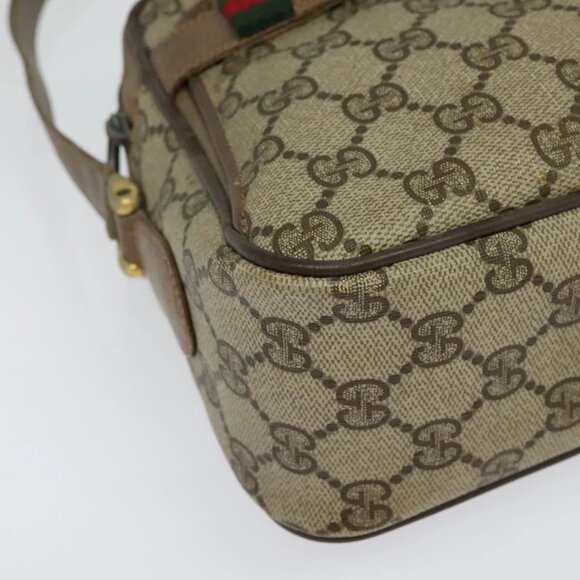 GUCCI GG Supreme Web Sherry Line Bag PVC Beige Gold 904 02 049 Auth ar13697 - Picture 11 of 16